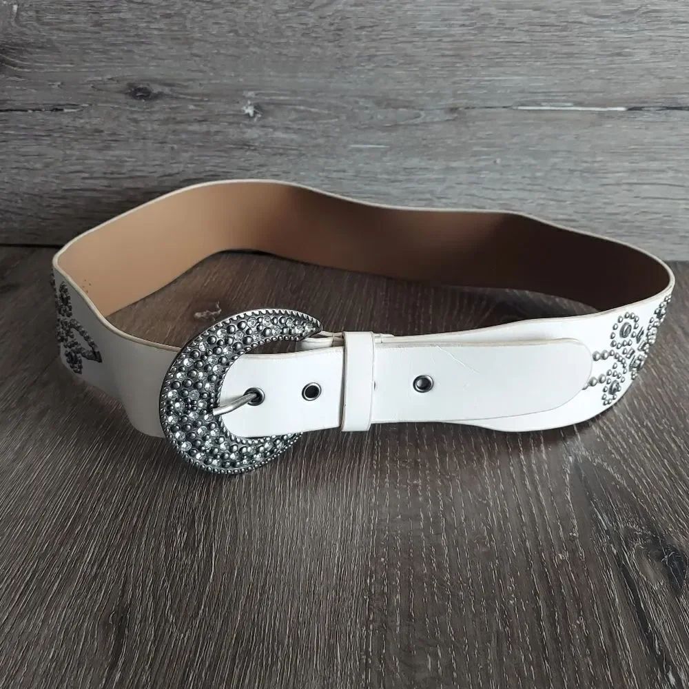White Embellished Women's Belt Large
